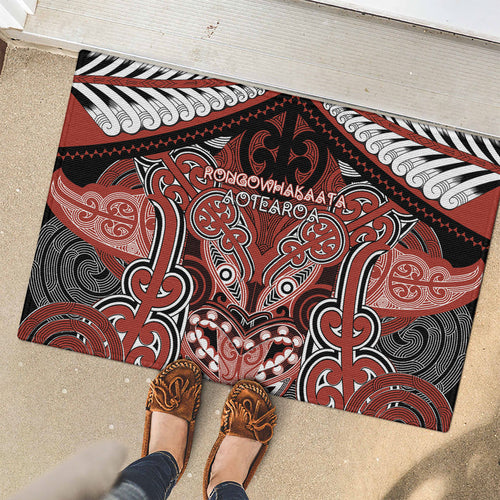 Aotearoa Iwi Rongowhakaata Rubber Doormat Maori Kowhaiwhai Pattern