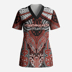 Aotearoa Iwi Rongowhakaata Personalised Scrub Top Maori Kowhaiwhai Pattern