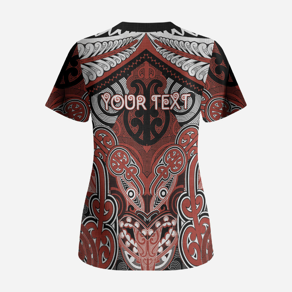 Aotearoa Iwi Rongowhakaata Personalised Scrub Top Maori Kowhaiwhai Pattern