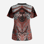 Aotearoa Iwi Rongowhakaata Personalised Scrub Top Maori Kowhaiwhai Pattern