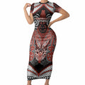 Aotearoa Iwi Rongowhakaata Personalised Short Sleeve Bodycon Dress Maori Kowhaiwhai Pattern