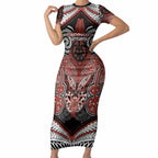 Aotearoa Iwi Rongowhakaata Personalised Short Sleeve Bodycon Dress Maori Kowhaiwhai Pattern
