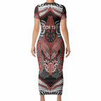 Aotearoa Iwi Rongowhakaata Personalised Short Sleeve Bodycon Dress Maori Kowhaiwhai Pattern