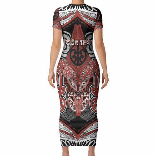 Aotearoa Iwi Rongowhakaata Personalised Short Sleeve Bodycon Dress Maori Kowhaiwhai Pattern