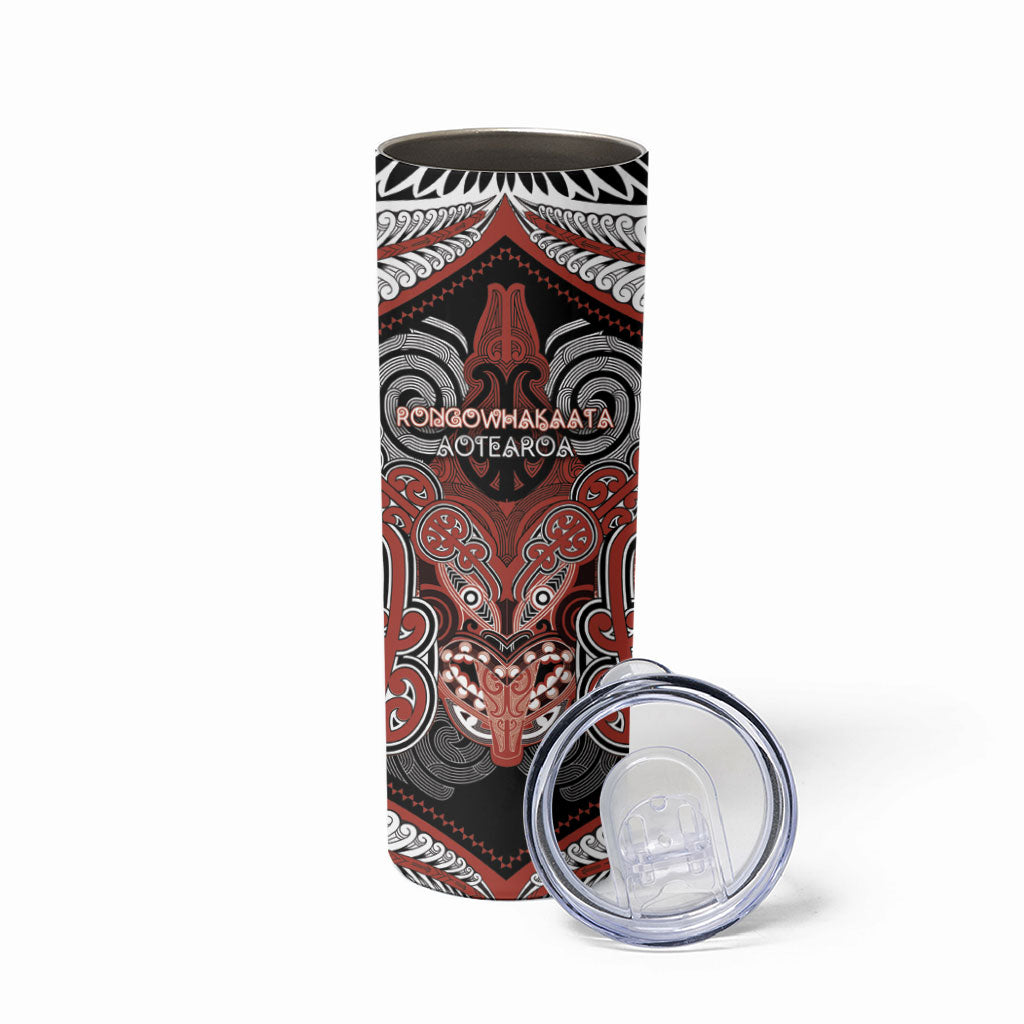 Aotearoa Iwi Rongowhakaata Personalised Skinny Tumbler Maori Kowhaiwhai Pattern