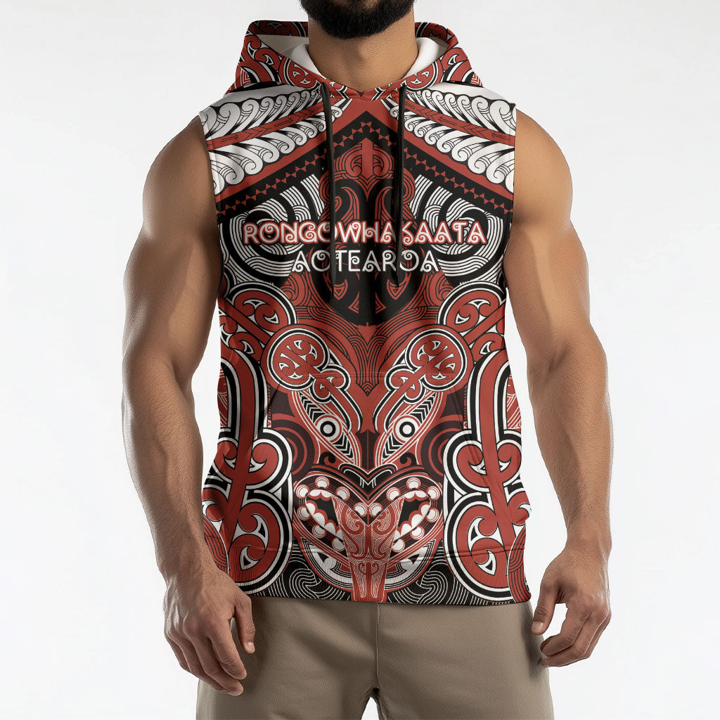 Aotearoa Iwi Rongowhakaata Personalised Sleeveless Hoodie Maori Kowhaiwhai Pattern