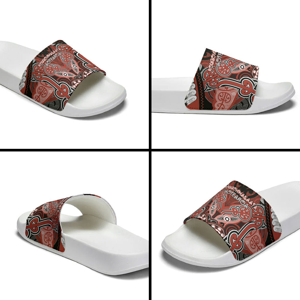 Aotearoa Iwi Rongowhakaata Slide Sandals Maori Kowhaiwhai Pattern