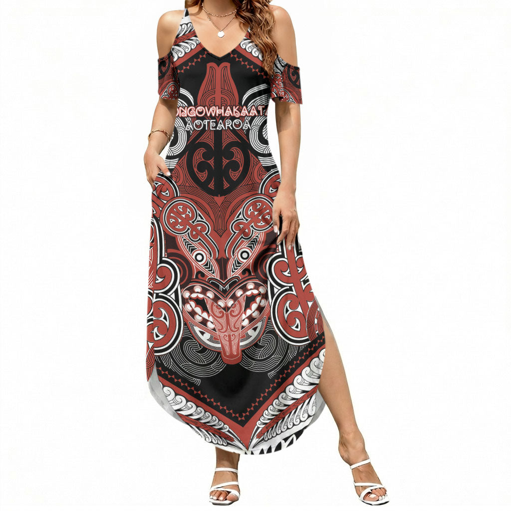 Aotearoa Iwi Rongowhakaata Personalised Summer Maxi Dress Maori Kowhaiwhai Pattern