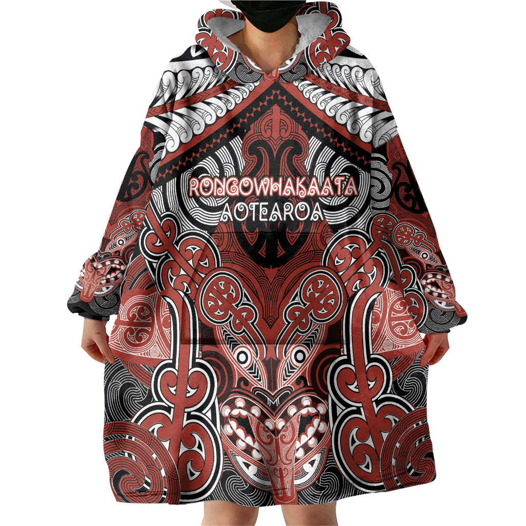 Aotearoa Iwi Rongowhakaata Personalised Wearable Blanket Hoodie Maori Kowhaiwhai Pattern