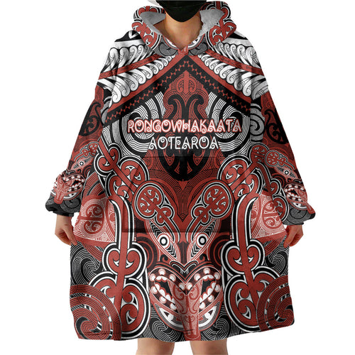 Aotearoa Iwi Rongowhakaata Personalised Wearable Blanket Hoodie Maori Kowhaiwhai Pattern