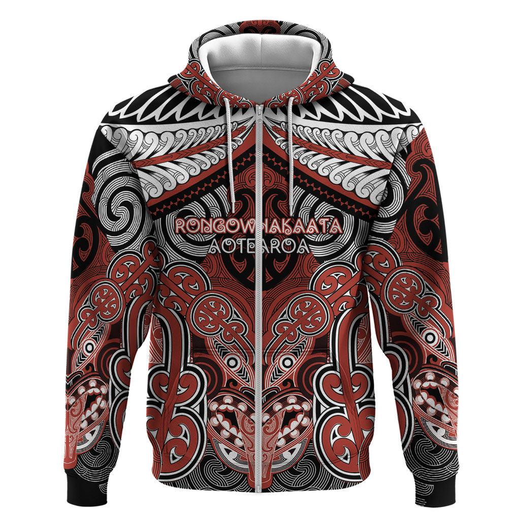 Aotearoa Iwi Rongowhakaata Personalised Zip Hoodie Maori Kowhaiwhai Pattern