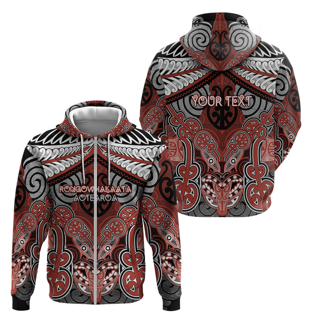 Aotearoa Iwi Rongowhakaata Personalised Zip Hoodie Maori Kowhaiwhai Pattern