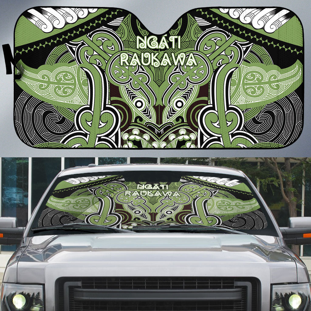 Aotearoa Iwi Ngati Raukawa Auto Sun Shade Maori Kowhaiwhai Pattern