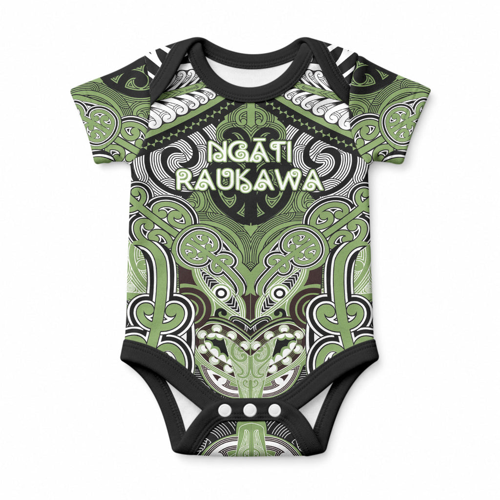 Aotearoa Iwi Ngati Raukawa Personalised Baby Onesie Maori Kowhaiwhai Pattern