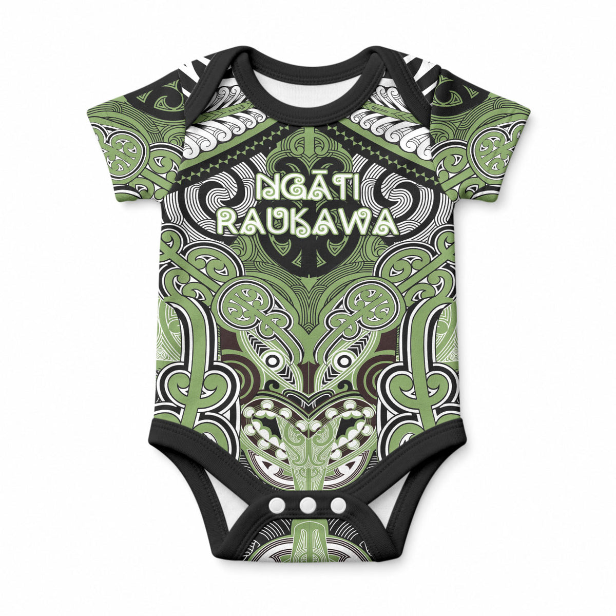 Aotearoa Iwi Ngati Raukawa Personalised Baby Onesie Maori Kowhaiwhai Pattern