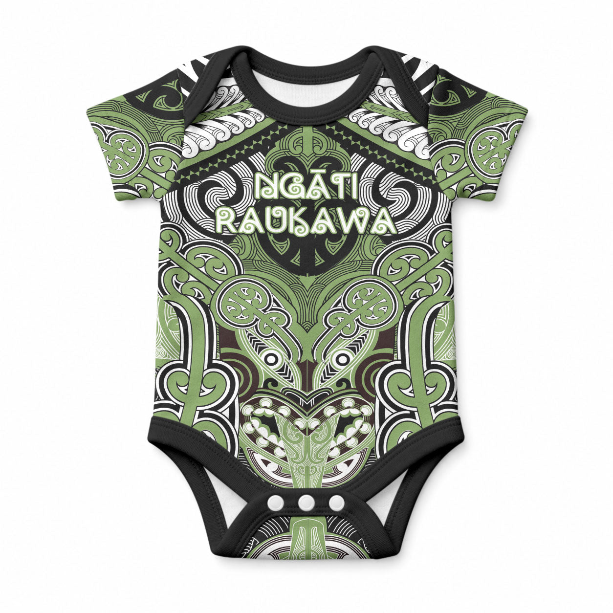 Aotearoa Iwi Ngati Raukawa Personalised Baby Onesie Maori Kowhaiwhai Pattern