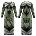 Aotearoa Iwi Ngati Raukawa Personalised Couples Matching Long Sleeve Bodycon Dress and Hawaiian Shirt Maori Kowhaiwhai Pattern