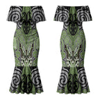 Aotearoa Iwi Ngati Raukawa Personalised Couples Matching Mermaid Dress and Hawaiian Shirt Maori Kowhaiwhai Pattern