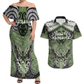 Aotearoa Iwi Ngati Raukawa Personalised Couples Matching Off Shoulder Maxi Dress and Hawaiian Shirt Maori Kowhaiwhai Pattern