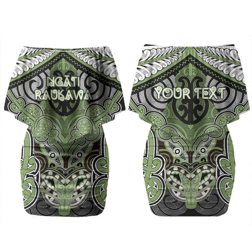 Aotearoa Iwi Ngati Raukawa Personalised Couples Matching Off Shoulder Short Dress and Hawaiian Shirt Maori Kowhaiwhai Pattern