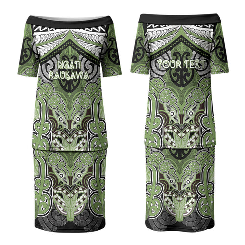Aotearoa Iwi Ngati Raukawa Personalised Couples Matching Puletasi and Hawaiian Shirt Maori Kowhaiwhai Pattern