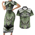 Aotearoa Iwi Ngati Raukawa Personalised Couples Matching Short Sleeve Bodycon Dress and Hawaiian Shirt Maori Kowhaiwhai Pattern