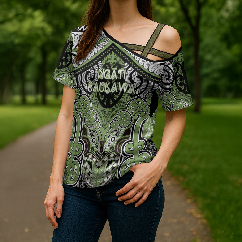 Aotearoa Iwi Ngati Raukawa Personalised Cross Shoulder Shirt Maori Kowhaiwhai Pattern