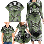 Aotearoa Iwi Ngati Raukawa Personalised Family Matching Long Sleeve Bodycon Dress and Hawaiian Shirt Maori Kowhaiwhai Pattern