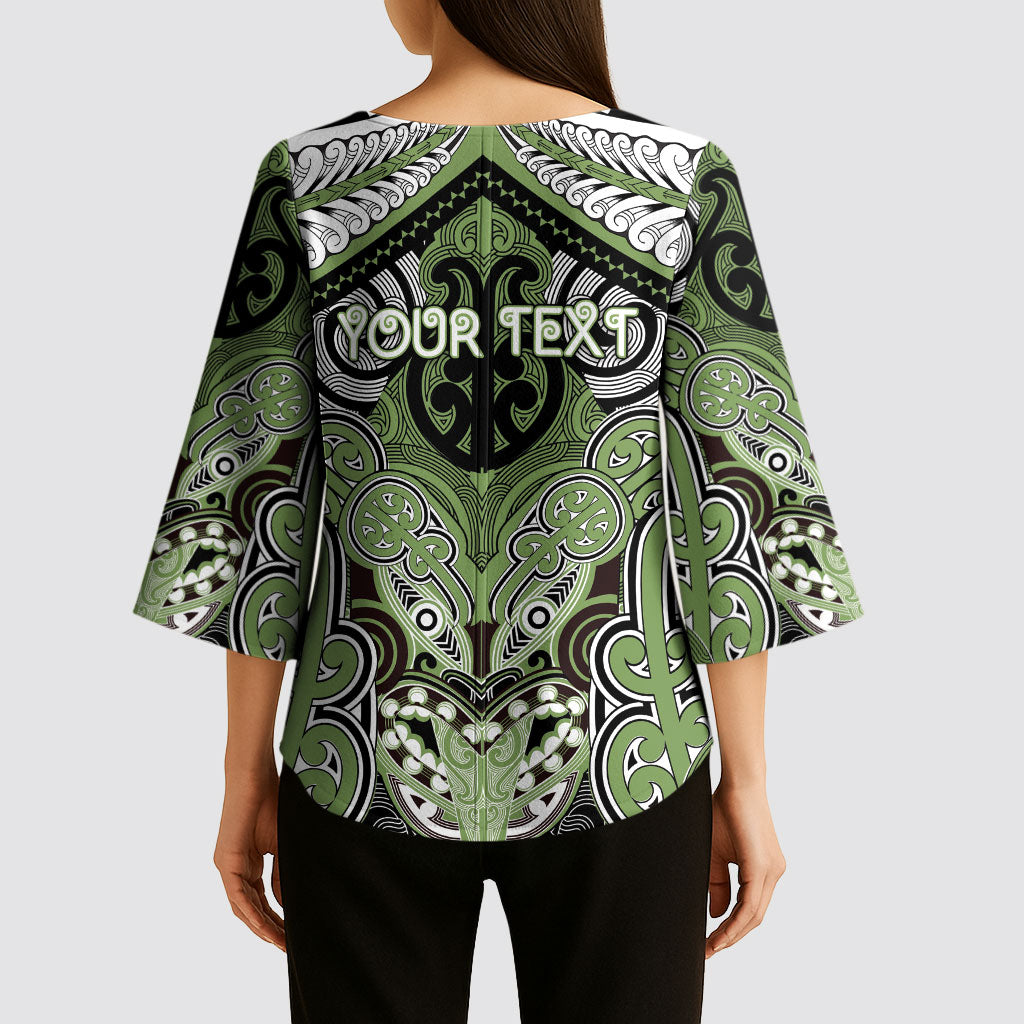 Aotearoa Iwi Ngati Raukawa Personalised Kimono Sleeve Blouse Maori Kowhaiwhai Pattern