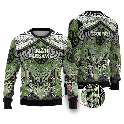 Aotearoa Iwi Ngati Raukawa Personalised Ugly Christmas Sweater Maori Kowhaiwhai Pattern