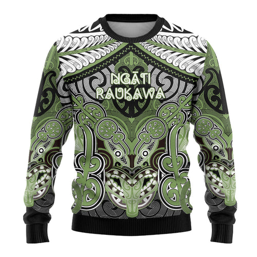 Aotearoa Iwi Ngati Raukawa Personalised Ugly Christmas Sweater Maori Kowhaiwhai Pattern