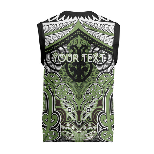 Aotearoa Iwi Ngati Raukawa Personalised Christmas Knitted V-Neck Vest Maori Kowhaiwhai Pattern