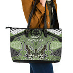 Aotearoa Iwi Ngati Raukawa Leather Tote Bag Maori Kowhaiwhai Pattern