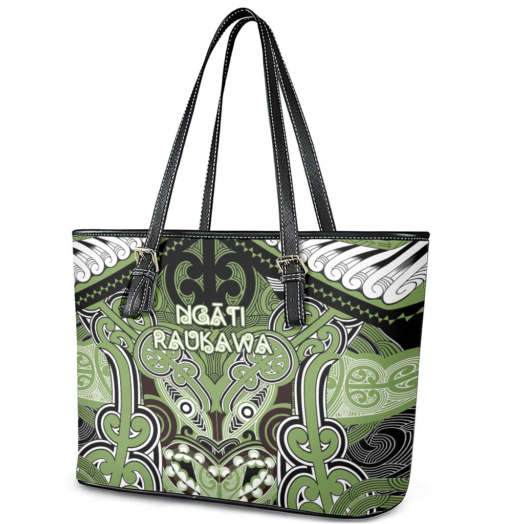 Aotearoa Iwi Ngati Raukawa Leather Tote Bag Maori Kowhaiwhai Pattern