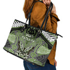 Aotearoa Iwi Ngati Raukawa Leather Tote Bag Maori Kowhaiwhai Pattern