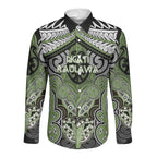 Aotearoa Iwi Ngati Raukawa Personalised Long Sleeve Button Shirt Maori Kowhaiwhai Pattern