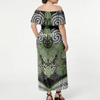 Aotearoa Iwi Ngati Raukawa Personalised Off Shoulder Maxi Dress Maori Kowhaiwhai Pattern