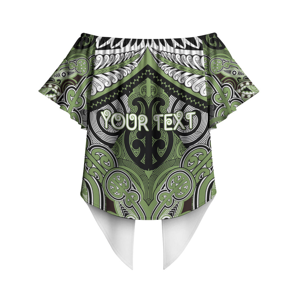 Aotearoa Iwi Ngati Raukawa Personalised Off Shoulder Wrap Waist Top Maori Kowhaiwhai Pattern