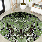 Aotearoa Iwi Ngati Raukawa Round Carpet Maori Kowhaiwhai Pattern