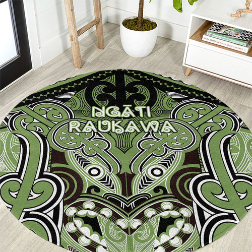 Aotearoa Iwi Ngati Raukawa Round Carpet Maori Kowhaiwhai Pattern