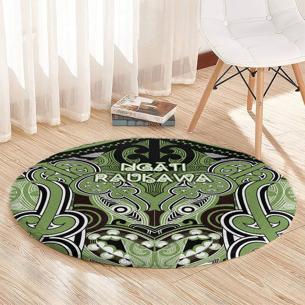 Aotearoa Iwi Ngati Raukawa Round Carpet Maori Kowhaiwhai Pattern