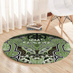 Aotearoa Iwi Ngati Raukawa Round Carpet Maori Kowhaiwhai Pattern