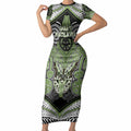 Aotearoa Iwi Ngati Raukawa Personalised Short Sleeve Bodycon Dress Maori Kowhaiwhai Pattern