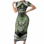 Aotearoa Iwi Ngati Raukawa Personalised Short Sleeve Bodycon Dress Maori Kowhaiwhai Pattern
