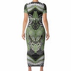 Aotearoa Iwi Ngati Raukawa Personalised Short Sleeve Bodycon Dress Maori Kowhaiwhai Pattern