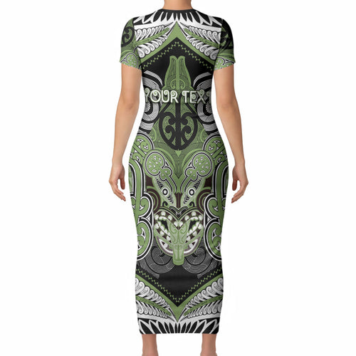 Aotearoa Iwi Ngati Raukawa Personalised Short Sleeve Bodycon Dress Maori Kowhaiwhai Pattern