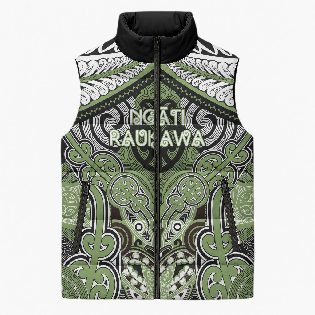Aotearoa Iwi Ngati Raukawa Personalised Sleeveless Puffer Jacket Maori Kowhaiwhai Pattern
