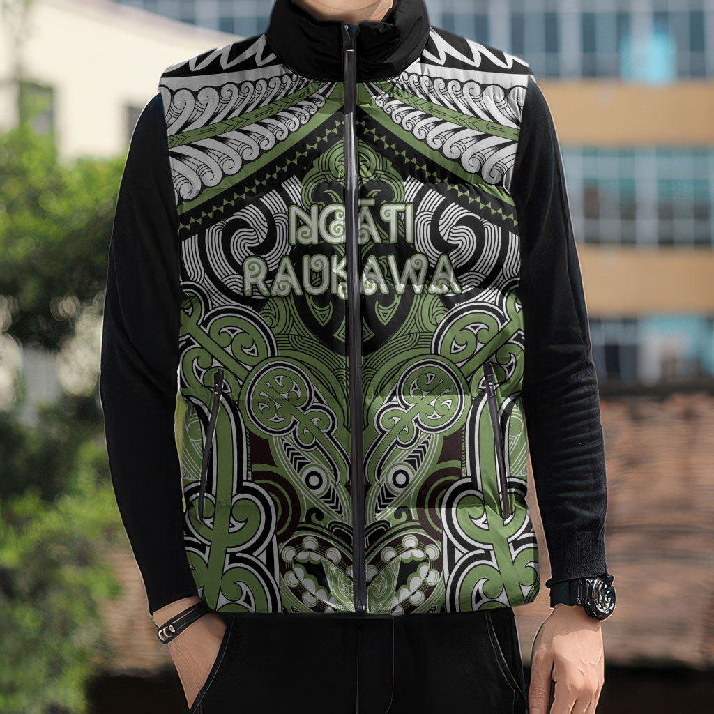 Aotearoa Iwi Ngati Raukawa Personalised Sleeveless Puffer Jacket Maori Kowhaiwhai Pattern