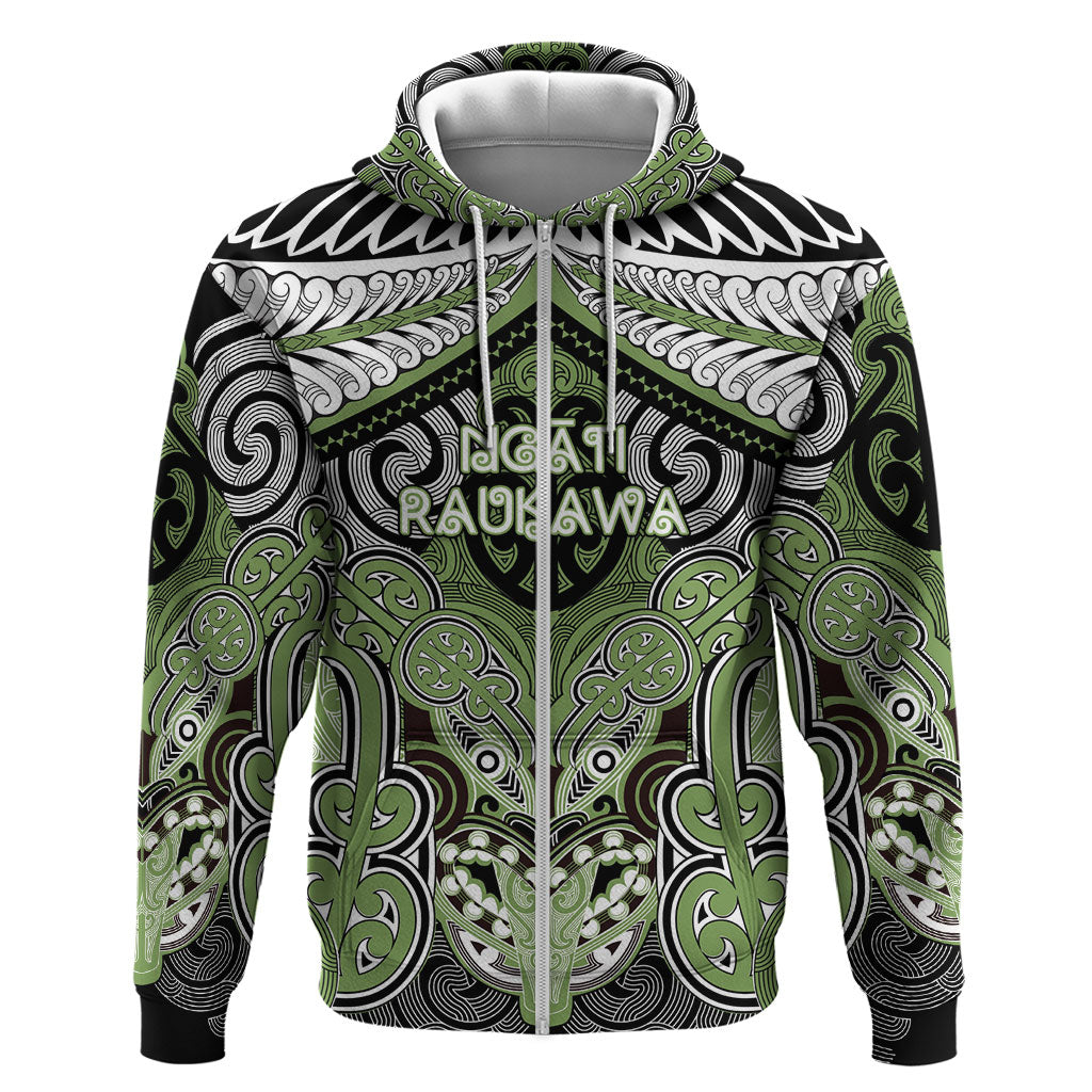 Aotearoa Iwi Ngati Raukawa Personalised Zip Hoodie Maori Kowhaiwhai Pattern