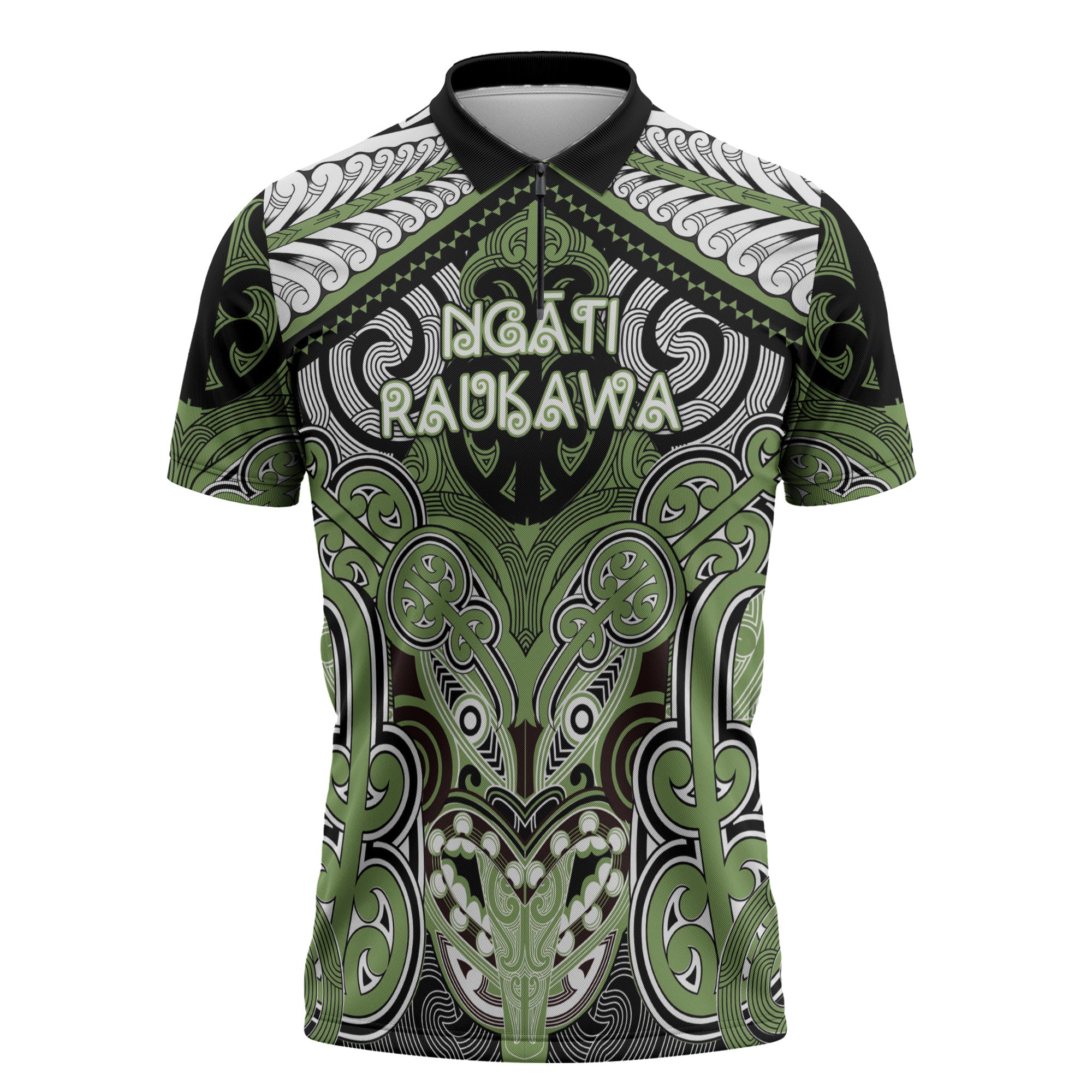 Aotearoa Iwi Ngati Raukawa Personalised Zipper Polo Shirt Maori Kowhaiwhai Pattern